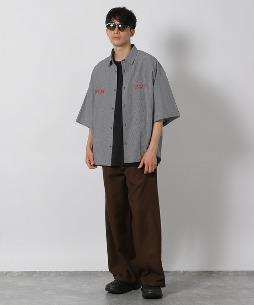 LAKOLE（ラコレ）の「ワーク刺繍シャツ / 498934（シャツ/ブラウス・メンズ・ブラック系その他/ホワイト/グリーン・MEDIUM/LARGE）」の7枚目の写真