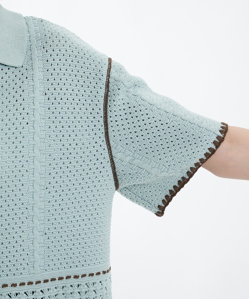 PUBLIC TOKYO(パブリックトウキョウ)の「ハーフスリーブジップポロニット(ニット/セーター・レディース・ベージュ/アイボリー/ライトブルー・FREE)」の13枚目の写真