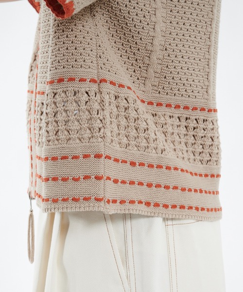 PUBLIC TOKYO(パブリックトウキョウ)の「ハーフスリーブジップポロニット(ニット/セーター・レディース・ベージュ/アイボリー/ライトブルー・FREE)」の7枚目の写真