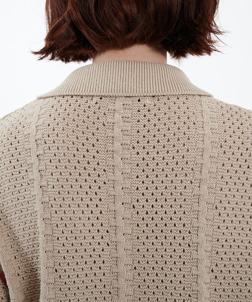 PUBLIC TOKYO(パブリックトウキョウ)の「ハーフスリーブジップポロニット(ニット/セーター・レディース・ベージュ/アイボリー/ライトブルー・FREE)」の9枚目の写真