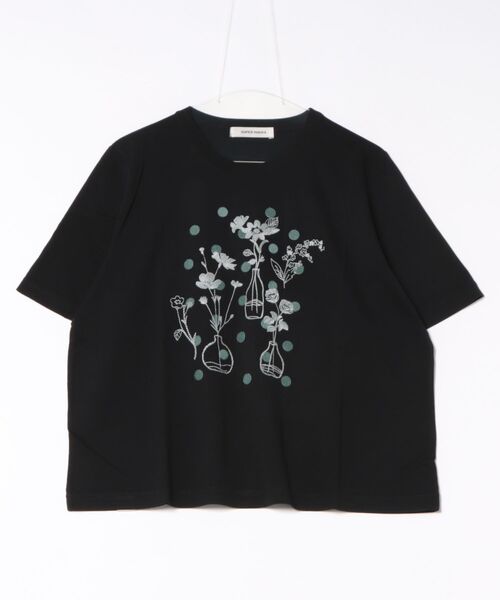セール】ドットと花瓶刺繍Tシャツ（Tシャツ/カットソー）｜SUPER