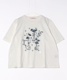 ドットと花瓶刺繍Tシャツ