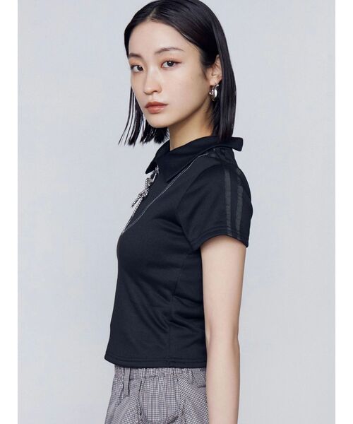 EMODA（エモダ）の「リボンカラージップトップ（Tシャツ/カットソー・レディース・ブルー/グレー/ブラック・FREE）」の5枚目の写真