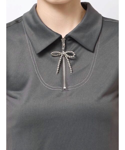 EMODA（エモダ）の「リボンカラージップトップ（Tシャツ/カットソー・レディース・ブルー/グレー/ブラック・FREE）」の21枚目の写真