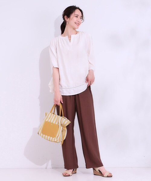 SHOO・LA・RUE(シューラルー)の「【2WAY】素材コンビトートバッグ(トートバッグ・レディース・ベージュ/イエロー系2/ネイビー系2・00)」の21枚目の写真