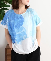 myke 水彩プリントタックTシャツ
