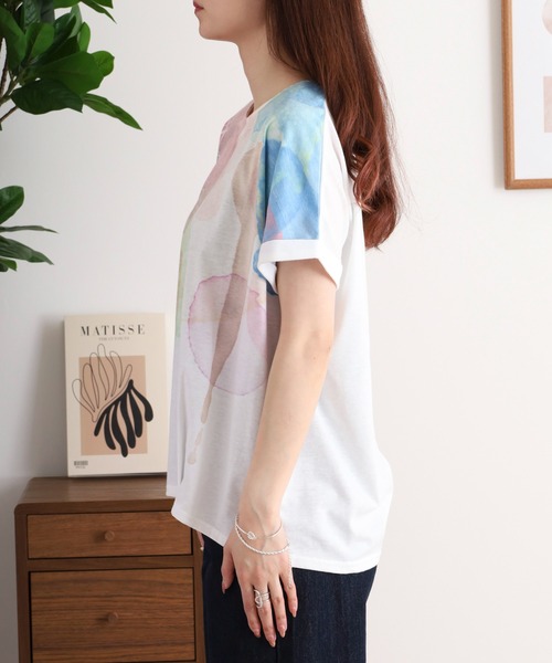 myke（ミーカ）の「myke 水彩プリントタックTシャツ（Tシャツ/カットソー・レディース・ブルー/ピンク/ライム・M）」の13枚目の写真