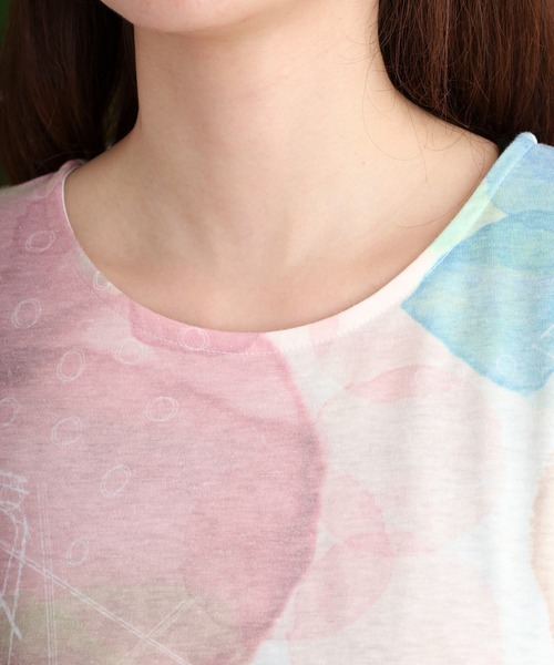 myke（ミーカ）の「myke 水彩プリントタックTシャツ（Tシャツ/カットソー・レディース・ブルー/ピンク/ライム・M）」の11枚目の写真