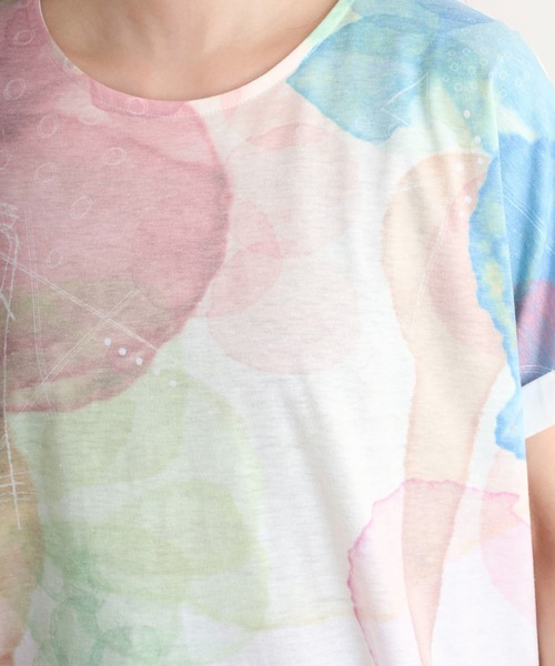 myke（ミーカ）の「myke 水彩プリントタックTシャツ（Tシャツ/カットソー・レディース・ブルー/ピンク/ライム・M）」の10枚目の写真