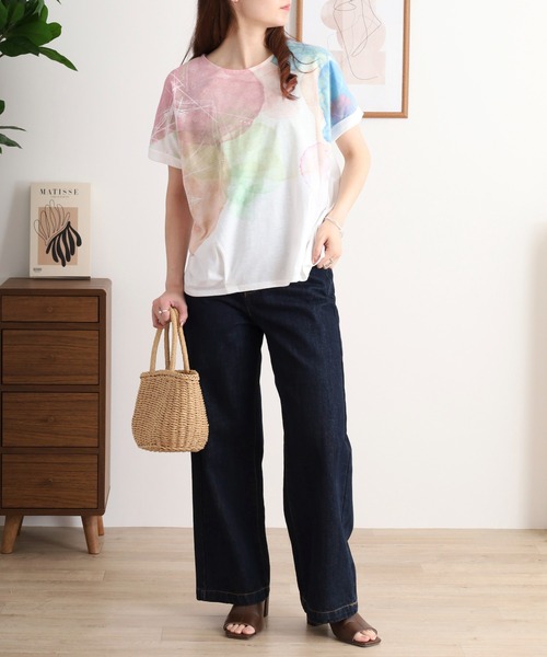 myke（ミーカ）の「myke 水彩プリントタックTシャツ（Tシャツ/カットソー・レディース・ブルー/ピンク/ライム・M）」の15枚目の写真