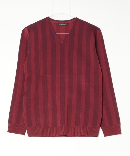 TORNADO MART(トルネードマート)の「ストライプテレコVネックKN(ニット/セーター・メンズ・ブラック/グレー系その他/レッド・LL/M/L)」の13枚目の写真