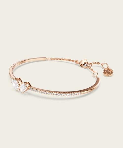 SWAROVSKI(スワロフスキー)の「【公式】【スワロフスキー】Mesmera バングル, ミックスカット, ホワイト, ローズゴールドトーン・プレーティング(ブレスレット・レディース・ホワイト・M)」の3枚目の写真