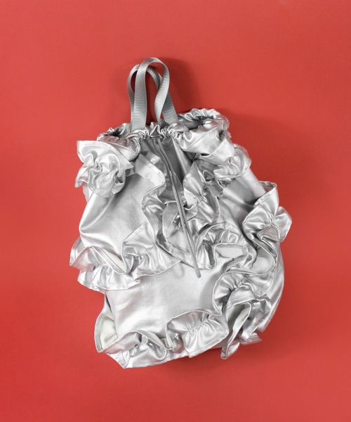 Casselini（キャセリーニ）の「Casselini(キャセリーニ)フリルナップサック（バックパック/リュック・レディース・シルバー/グレー/ブラック・FREE）」の13枚目の写真