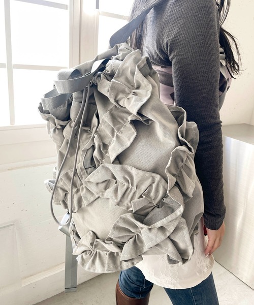 Casselini（キャセリーニ）の「Casselini(キャセリーニ)フリルナップサック（バックパック/リュック・レディース・シルバー/グレー/ブラック・FREE）」の22枚目の写真