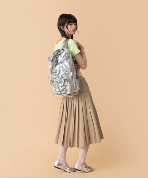 Casselini メタリックシルバー　リュックサック Casselini(キャセリーニ)フリルナップサック（バックパック