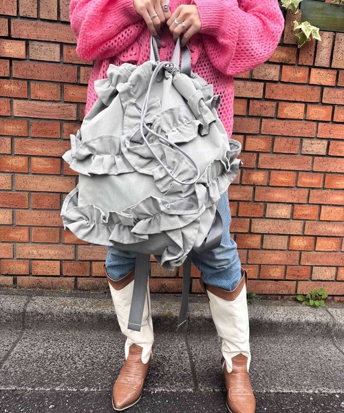 Casselini（キャセリーニ）の「Casselini(キャセリーニ)フリルナップサック（バックパック/リュック・レディース・シルバー/グレー/ブラック・FREE）」の10枚目の写真