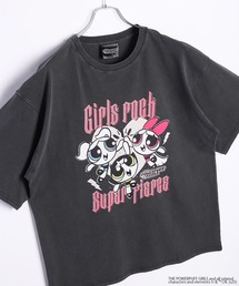 THE POWERPUFF GIRLS / パワーパフ ガールズ ピグメント加工 レトロ コラボ キャラクター 半T