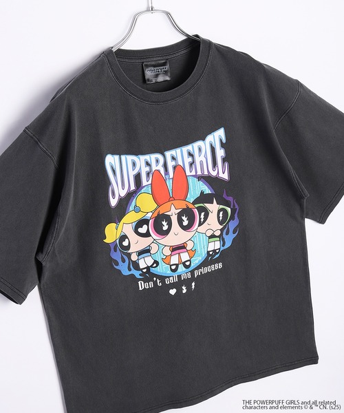 パワーパフガールズ ウォッシュ加工オーバーサイズTシャツ セール】【パワーパフガールズ / POWERPUFF GIRLS / パワパフ