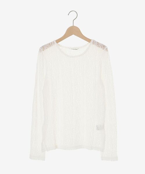 le.coeur blanc(ルクールブラン)の「《手洗い可能》ストレッチレースクルーネックカットソー(Tシャツ/カットソー・レディース・ブラック/オフホワイト・38)」の3枚目の写真