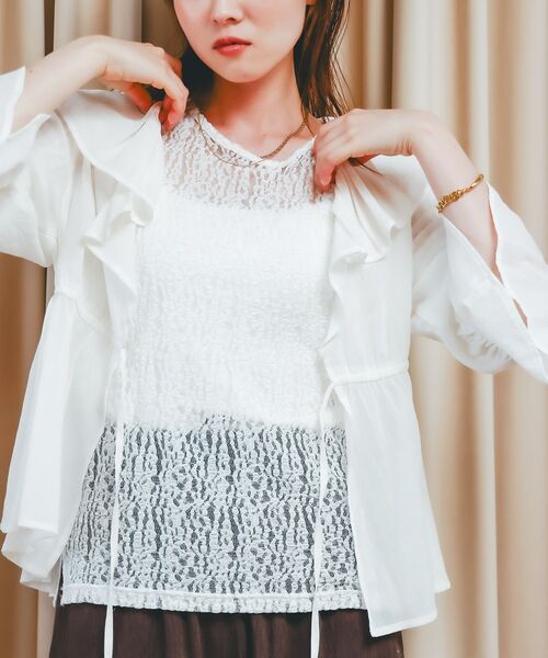 le.coeur blanc(ルクールブラン)の「《手洗い可能》ストレッチレースクルーネックカットソー(Tシャツ/カットソー・レディース・ブラック/オフホワイト・38)」の16枚目の写真