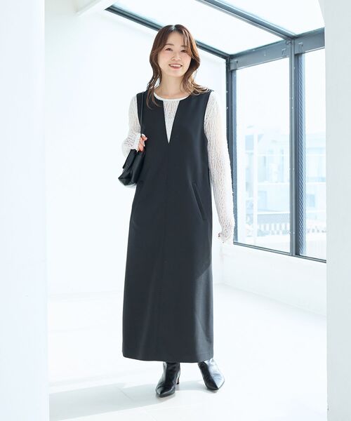 le.coeur blanc(ルクールブラン)の「《手洗い可能》ストレッチレースクルーネックカットソー(Tシャツ/カットソー・レディース・ブラック/オフホワイト・38)」の21枚目の写真