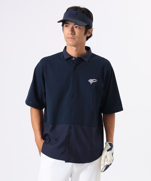 BEAMS GOLF(ビームスゴルフ)の「ORANGE LABEL / ワイド 切り替え ポロ襟シャツ【DRY・UV】(ポロシャツ・メンズ・ネイビー/ホワイト/グリーン・M/L/S/XL)」の1枚目の写真