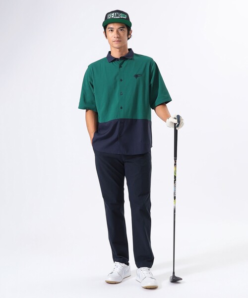BEAMS GOLF(ビームスゴルフ)の「ORANGE LABEL / ワイド 切り替え ポロ襟シャツ【DRY・UV】(ポロシャツ・メンズ・ネイビー/ホワイト/グリーン・M/L/S/XL)」の10枚目の写真
