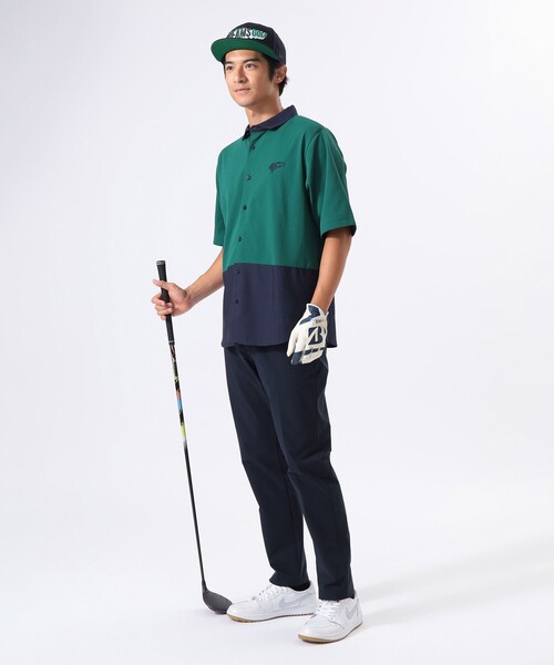 BEAMS GOLF(ビームスゴルフ)の「ORANGE LABEL / ワイド 切り替え ポロ襟シャツ【DRY・UV】(ポロシャツ・メンズ・ネイビー/ホワイト/グリーン・M/L/S/XL)」の12枚目の写真