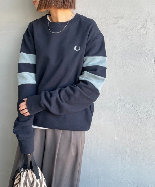 FRED PERRY フレッドペリー クルーネックセーター チャック柄 肉厚 S 