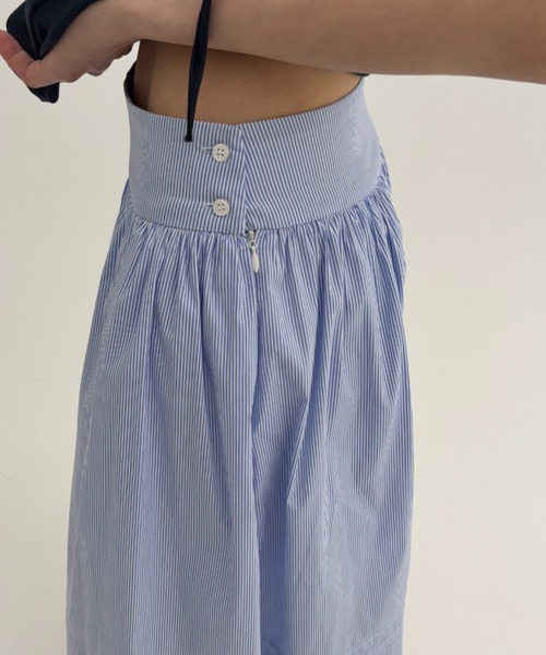 FUULLY STUDIO(フーリィーステューディオ)の「レースミディギャザースカート(スカート・レディース・ストライプ/ホワイト・FREE)」の18枚目の写真