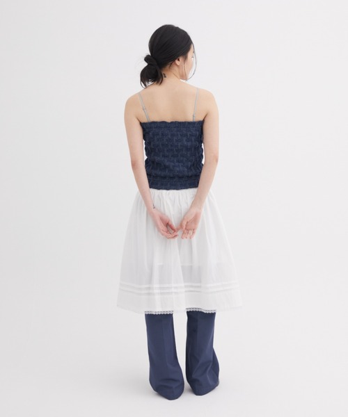 FUULLY STUDIO(フーリィーステューディオ)の「レースミディギャザースカート(スカート・レディース・ストライプ/ホワイト・FREE)」の5枚目の写真