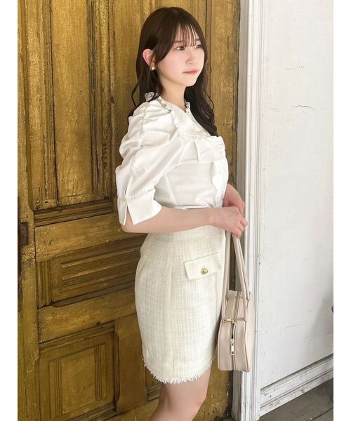 コスモポリタン7月 はい ラップ ツイード スカート ミニスカート