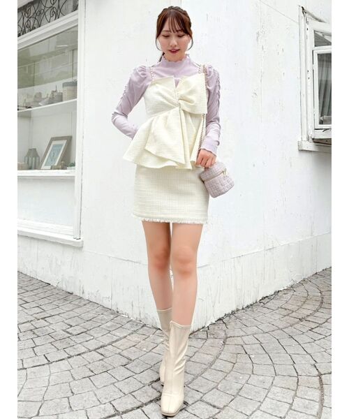 dazzlin（ダズリン）の「ポケットミニスカート/ツイード（スカート・レディース・ピンク/アイボリー/ブラック・SMALL/MEDIUM）」の4枚目の写真