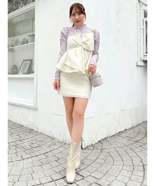 dazzlin（ダズリン）の「ポケットミニスカート/ツイード（スカート・レディース・ピンク/アイボリー/ブラック・SMALL/MEDIUM）」の6枚目の写真