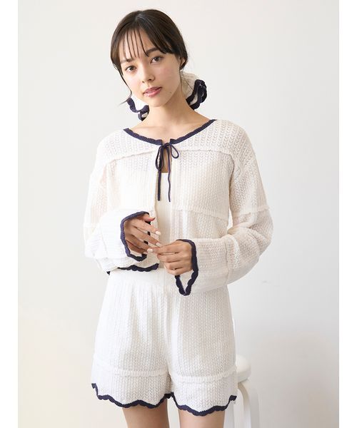 gelato pique フワフワ カーディガン ルームウェア ホワイト F gelato pique フワフワ カーディガン ルームウェア ホワイト F