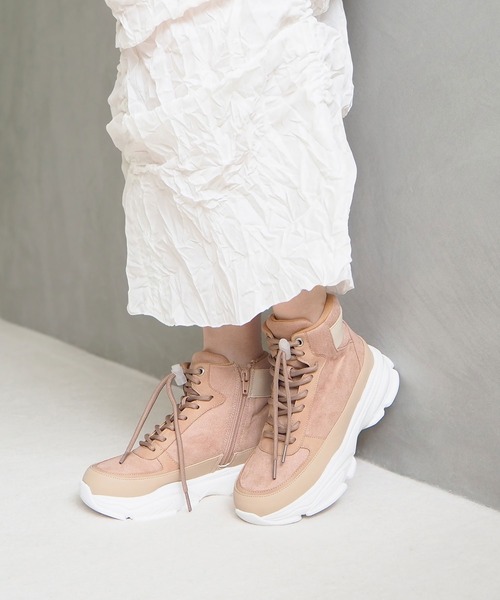 enchanted(エンチャンテッド)の「撥水レースアップサイドジップスニーカーブーツ(ブーツ・レディース・ベージュ/ピンクベージュ/グレイッシュベージュ/ブラック・24/23.5/23/22.5/25/24.5)」の5枚目の写真