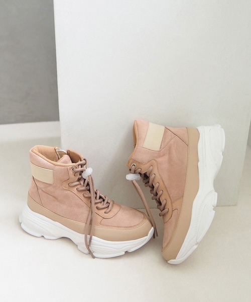 enchanted(エンチャンテッド)の「撥水レースアップサイドジップスニーカーブーツ(ブーツ・レディース・ベージュ/ピンクベージュ/グレイッシュベージュ/ブラック・24/23.5/23/22.5/25/24.5)」の6枚目の写真