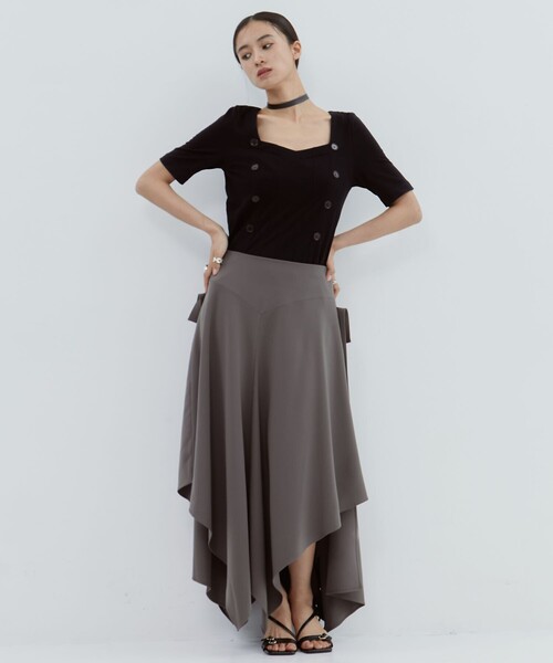 YOHEI OHNO（ヨウヘイオオノ）の「【YOHEI OHNO/ヨウヘイオオノ】《STUDIOUS別注》Our Basic Skirt（スカート・レディース・ブラック/グレー・36/38）」の5枚目の写真