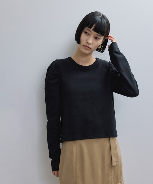 ADAM ET ROPE'（アダムエロペ）の「【WEB限定】バックペプラムカットソー（Tシャツ/カットソー・レディース・ブラック/キナリ/ダークブラウン・FREE）」の2枚目の写真