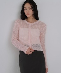 シアー」に該当するレディースのカーディガン/ボレロ（ピンク
