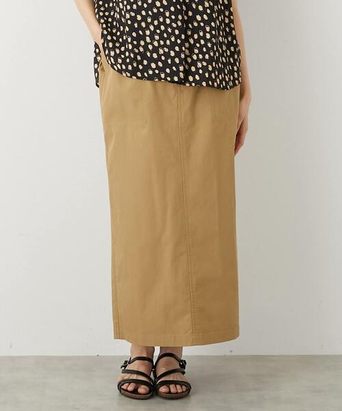 MELROSE claire（メルローズ クレール）の「【テンセルストレッチツイルベイカースカート】（スカート・レディース・ダークネイビー/カーキ/ベージュ・3/2）」の2枚目の写真