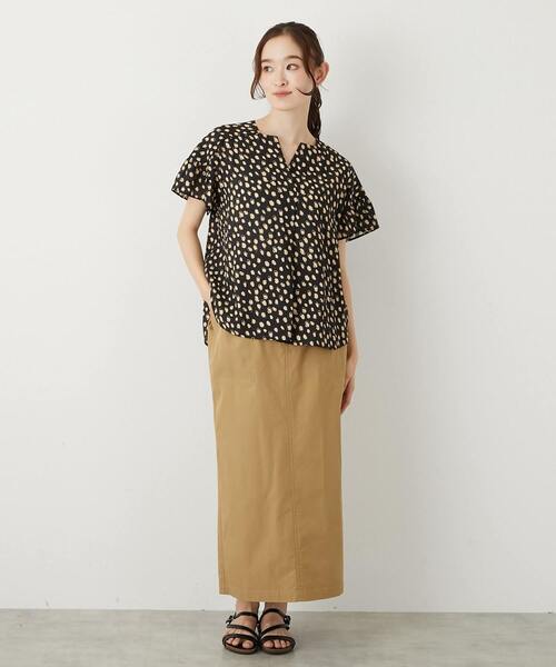 MELROSE claire（メルローズ クレール）の「【テンセルストレッチツイルベイカースカート】（スカート・レディース・ダークネイビー/カーキ/ベージュ・3/2）」の9枚目の写真