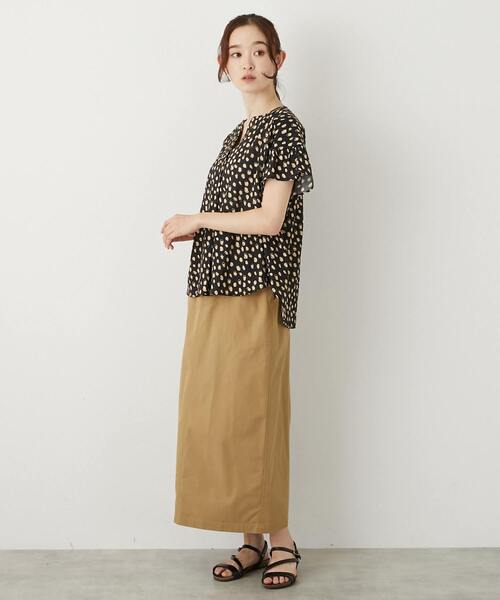 MELROSE claire（メルローズ クレール）の「【テンセルストレッチツイルベイカースカート】（スカート・レディース・ダークネイビー/カーキ/ベージュ・3/2）」の10枚目の写真