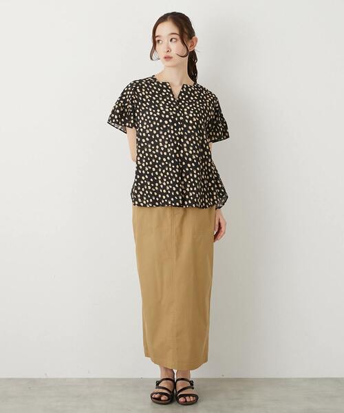 MELROSE claire（メルローズ クレール）の「【テンセルストレッチツイルベイカースカート】（スカート・レディース・ダークネイビー/カーキ/ベージュ・3/2）」の14枚目の写真