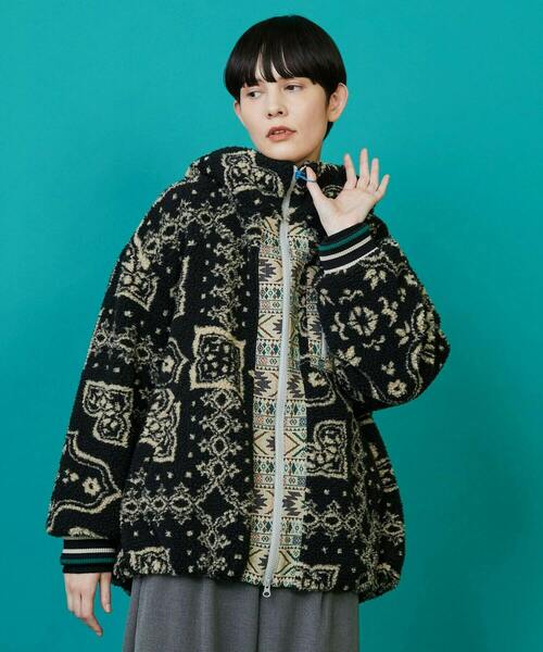 FRAPBOIS（フラボア）の「ボアクロア ブルゾン（ブルゾン・レディース・ブラック/ベージュ・1/0）」の2枚目の写真