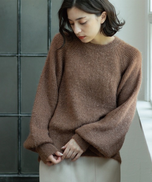 OPAQUE.CLIP（オペークドットクリップ）の「クリアシャギークルーネックニット【洗える】（ニット/セーター・レディース・アイボリー/ダークブラウン/ナチュラル/グレー・38）」の3枚目の写真