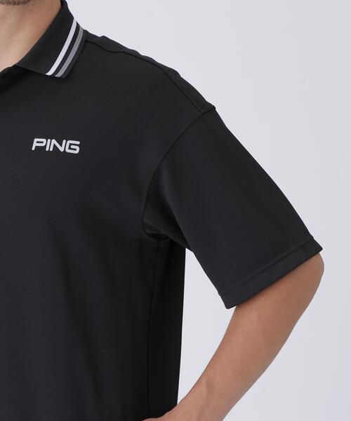 【グレー】Wメッシュ アセイヤーン半袖ポロシャツ <EARLY AUTUMN> (MENS) PING APPAREL｜Wメッシュ アセイヤーン半袖ポロシャツ <EARLY AUTUMN