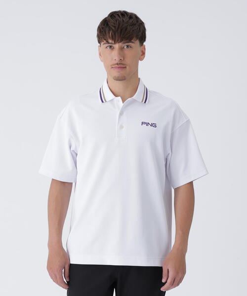 【ブラック】Wメッシュ アセイヤーン半袖ポロシャツ <EARLY AUTUMN> (MENS) PING APPAREL｜Wメッシュ アセイヤーン半袖ポロシャツ <EARLY AUTUMN