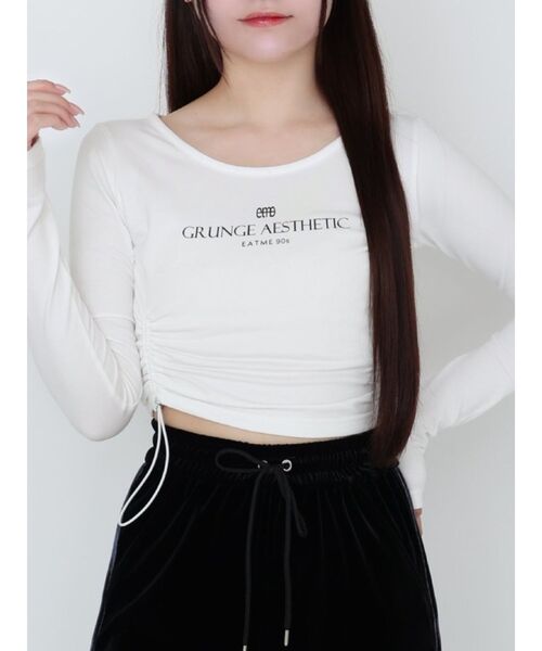 EATME（イートミー）の「アシンメトリーギャザーTOP（Tシャツ/カットソー・レディース・ピンク/オフホワイト/ワイン・FREE）」の2枚目の写真