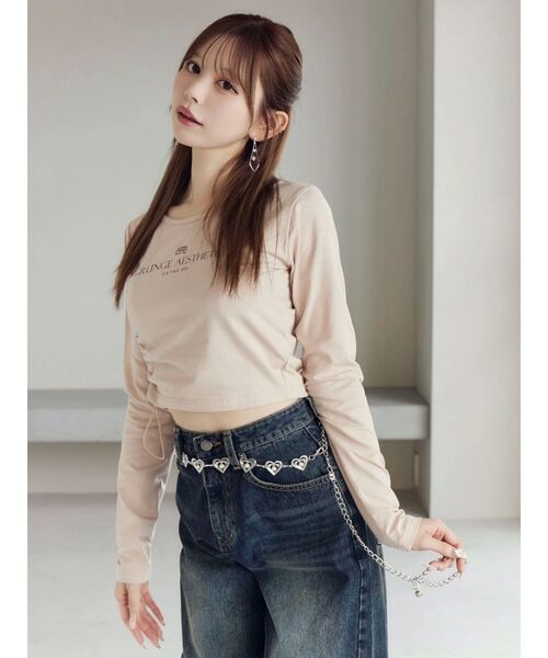 EATME（イートミー）の「アシンメトリーギャザーTOP（Tシャツ/カットソー・レディース・ピンク/オフホワイト/ワイン・FREE）」の17枚目の写真